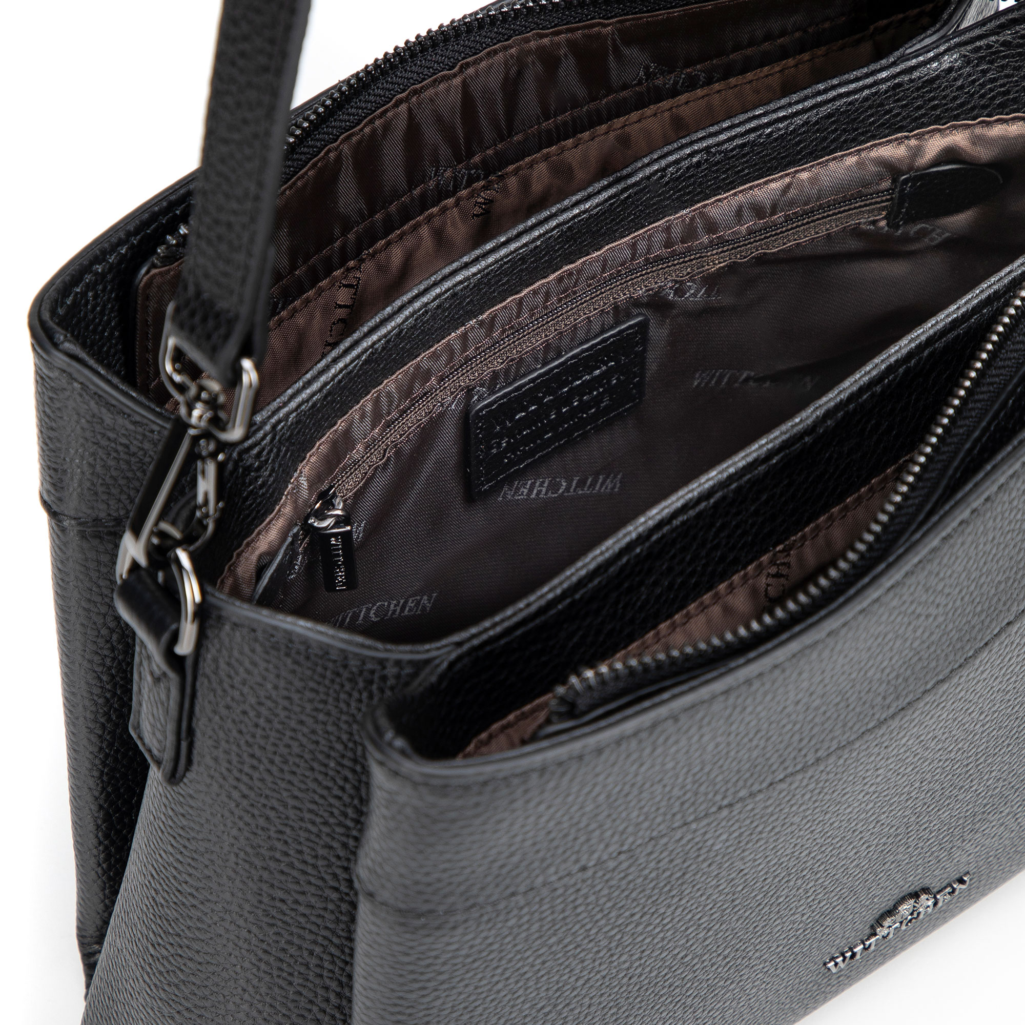 Čierna dámska crossbody kabelka Wittchen z prírodnej kože s elegantným dizajnom, Vyberte variant čierno-grafitová