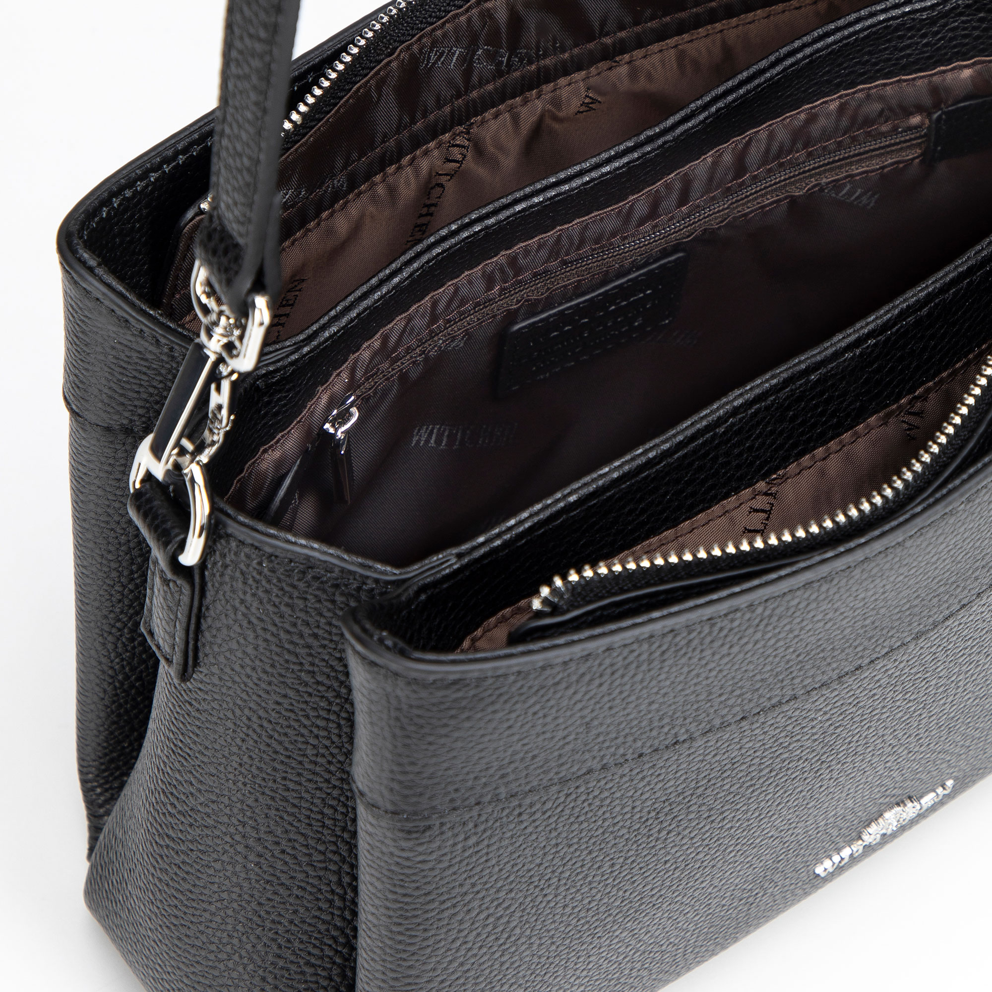 Strieborná dámska crossbody kabelka Wittchen z prírodnej kože, Vyberte variant čierno-strieborná