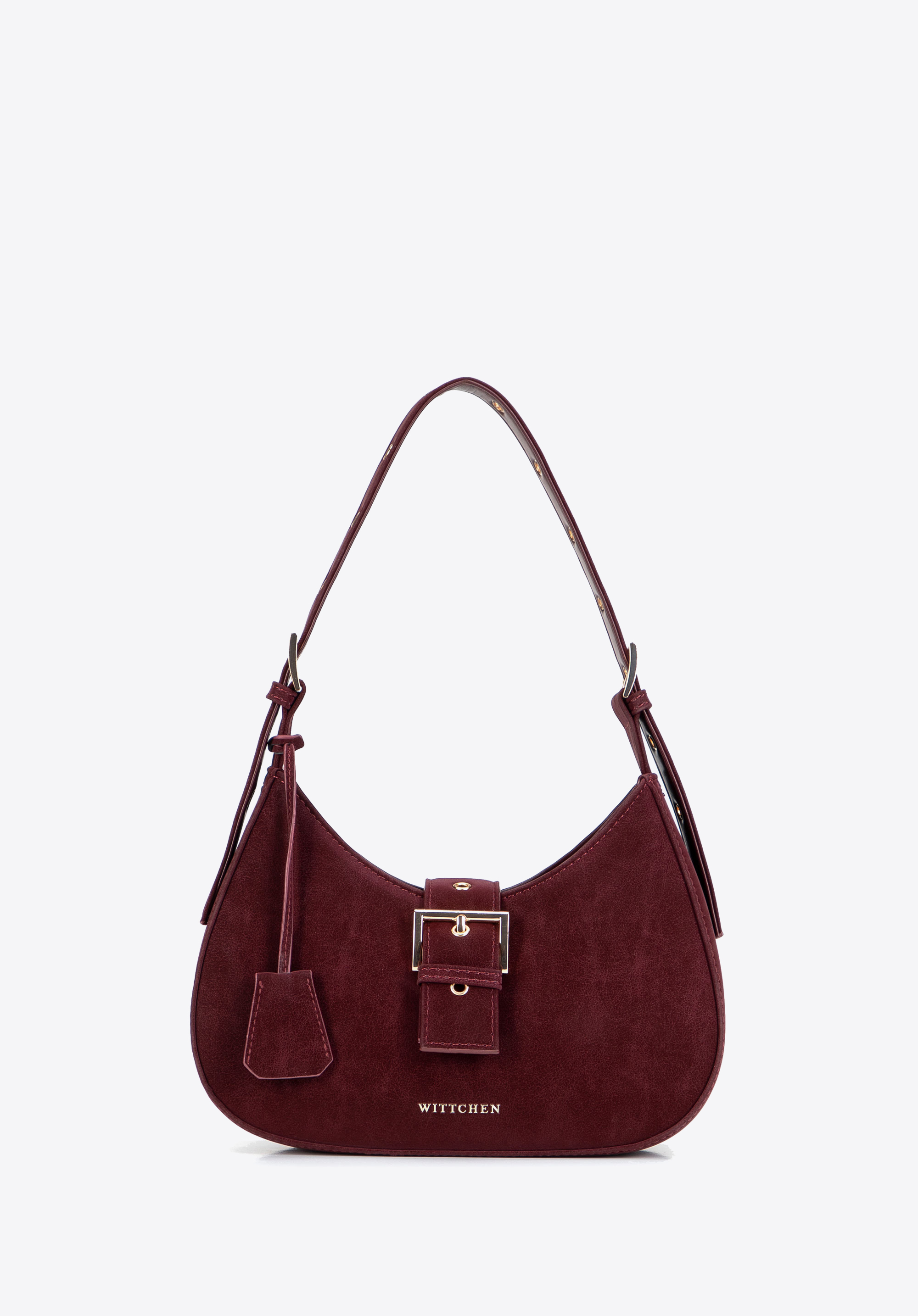 Women's baguette bag with decorative buckle, burgundy, 103-4Y-506-3, Photo 1