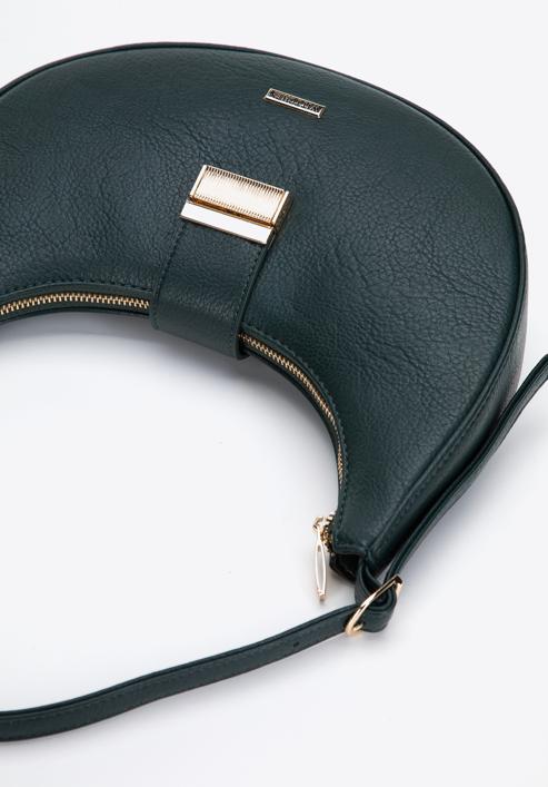 Faux leather baguette bag, dark green, 97-4Y-210-4, Photo 4