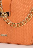 Faux leather baguette bag on chain, orange, 98-4Y-410-P, Photo 4