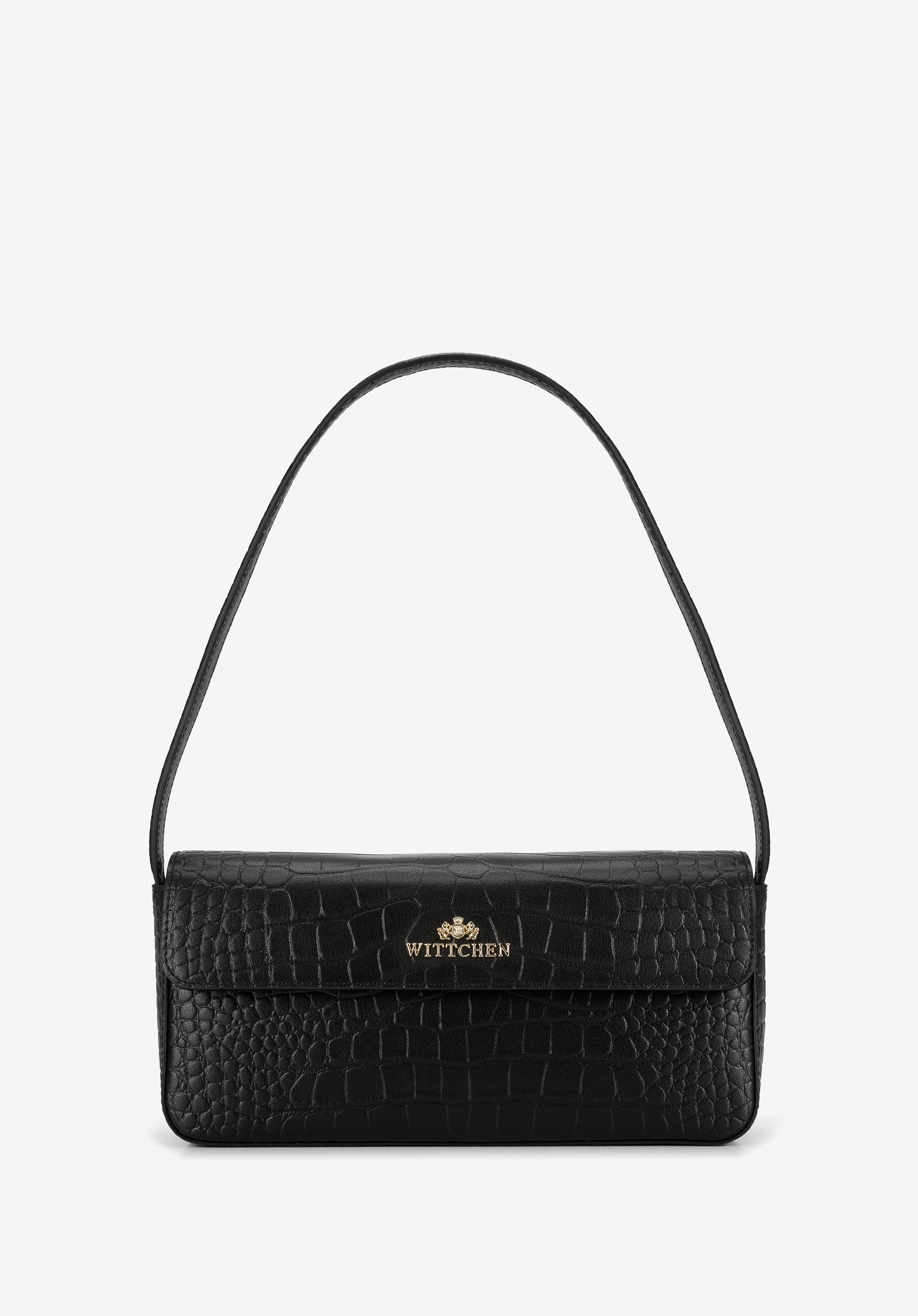 Black croc baguette bag hot sale