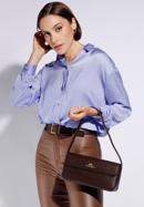 Leather baguette bag with croc-print, dark brown, 95-4E-627-7, Photo 15