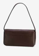Leather baguette bag with croc-print, dark brown, 95-4E-627-7, Photo 2