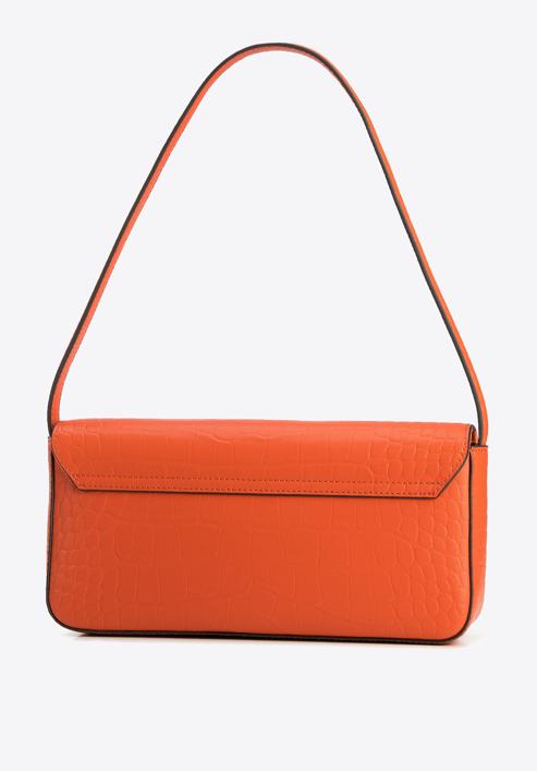 Leather baguette bag with croc-print, orange, 95-4E-627-V, Photo 2