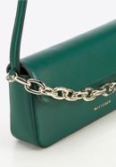 Leather baguette bag with chain detail, green, 95-4E-628-1, Photo 4