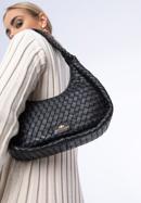Women's large woven baguette bag, black, 97-4E-508-1, Photo 16