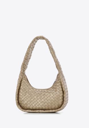 Woven leather baguette bag, gold, 97-4E-510-G, Photo 1