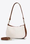 Small baguette bag with teddy faux fur, cream-brown, 97-4Y-502-0, Photo 2