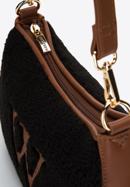 Small baguette bag with teddy faux fur, black-brown, 97-4Y-502-0, Photo 4