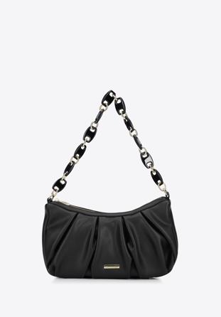 Baguette bag with a plastic chain handle, black, 93-4Y-413-1, Photo 1