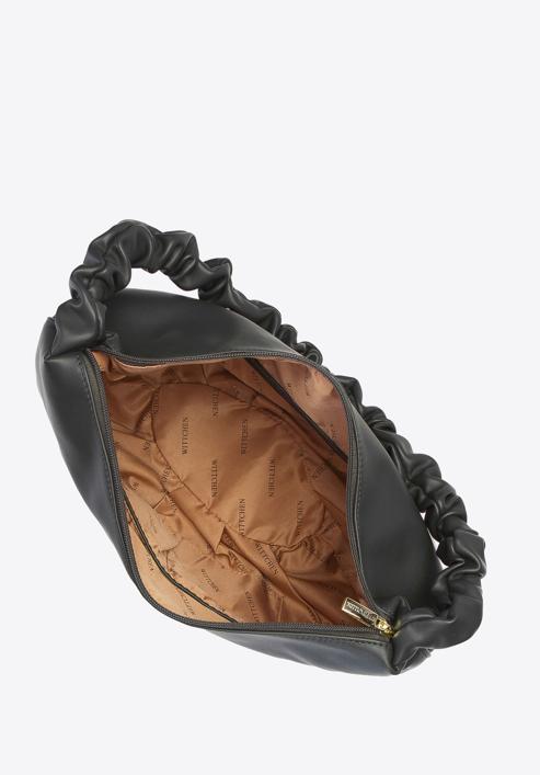 Baguette bag with ruched shoulder strap, black, 93-4Y-415-5, Photo 3