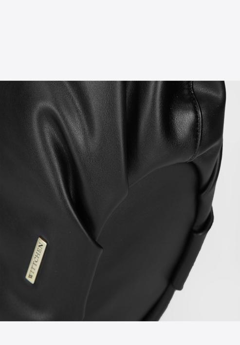 Baguette bag with ruched shoulder strap, black, 93-4Y-415-5, Photo 4