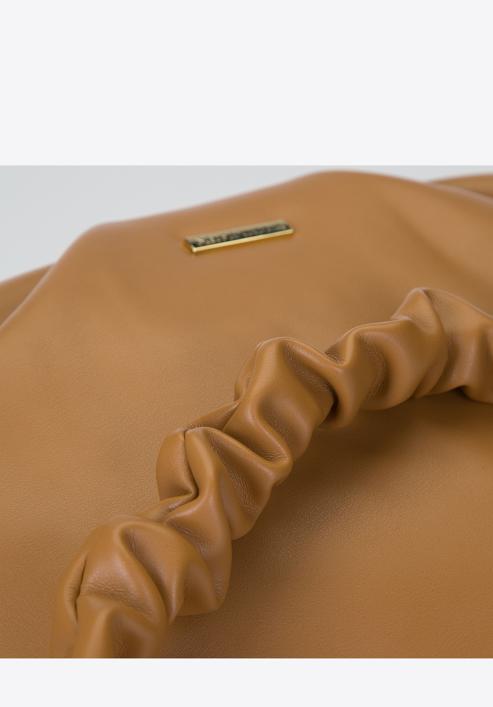 Baguette bag with ruched shoulder strap, camel, 93-4Y-415-Z, Photo 5