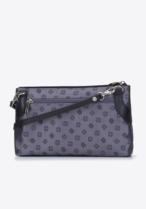 Torebka crossbody z żakardu z monogramem i skóry, szary, 93-4-250-9, Zdjęcie 2