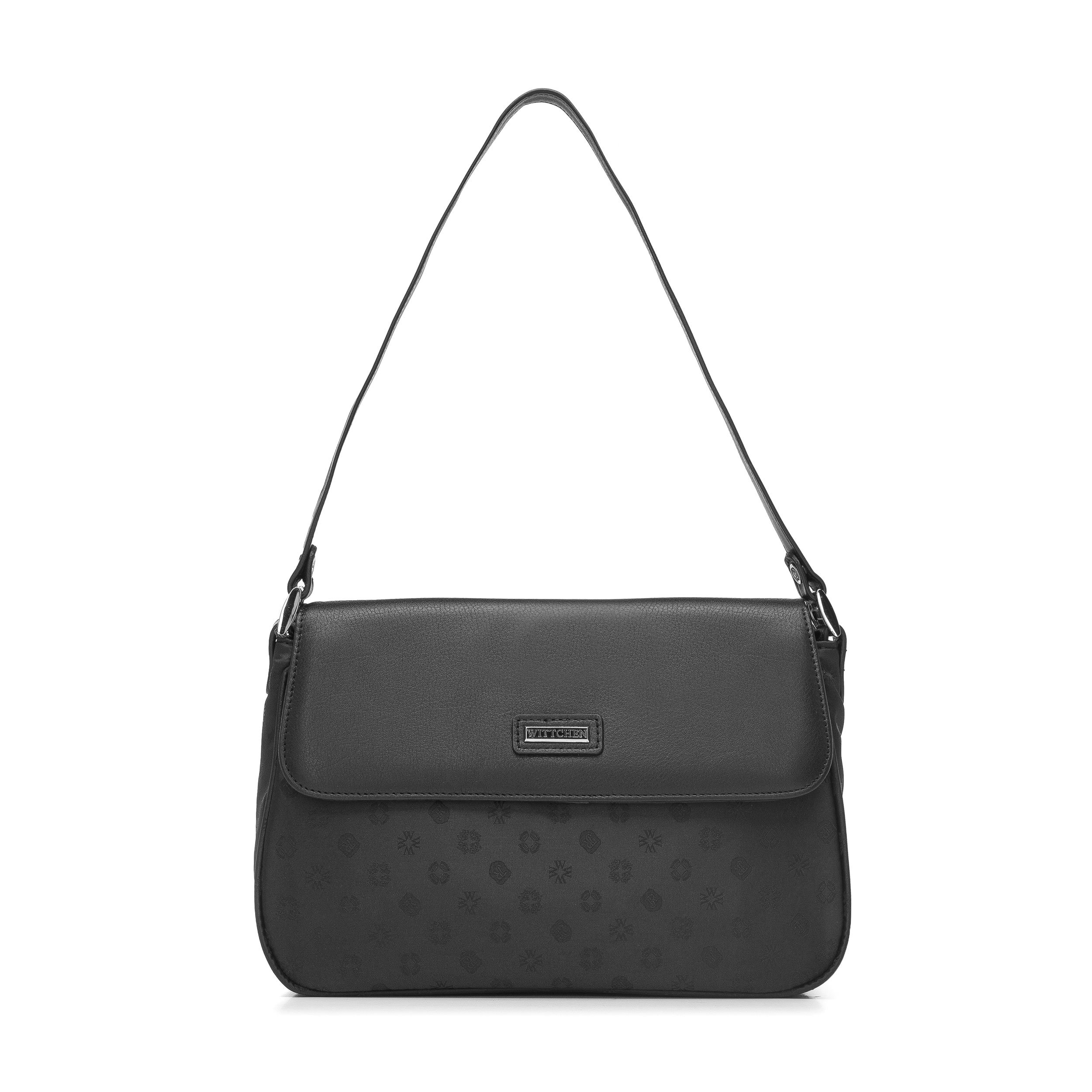 Kožená a žakárová crossbody kabelka Wittchen s monogramom 93-4-247-1