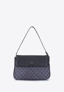 Torebka crossbody ze skóry i żakardu z monogramem, szary, 93-4-247-8, Zdjęcie 2