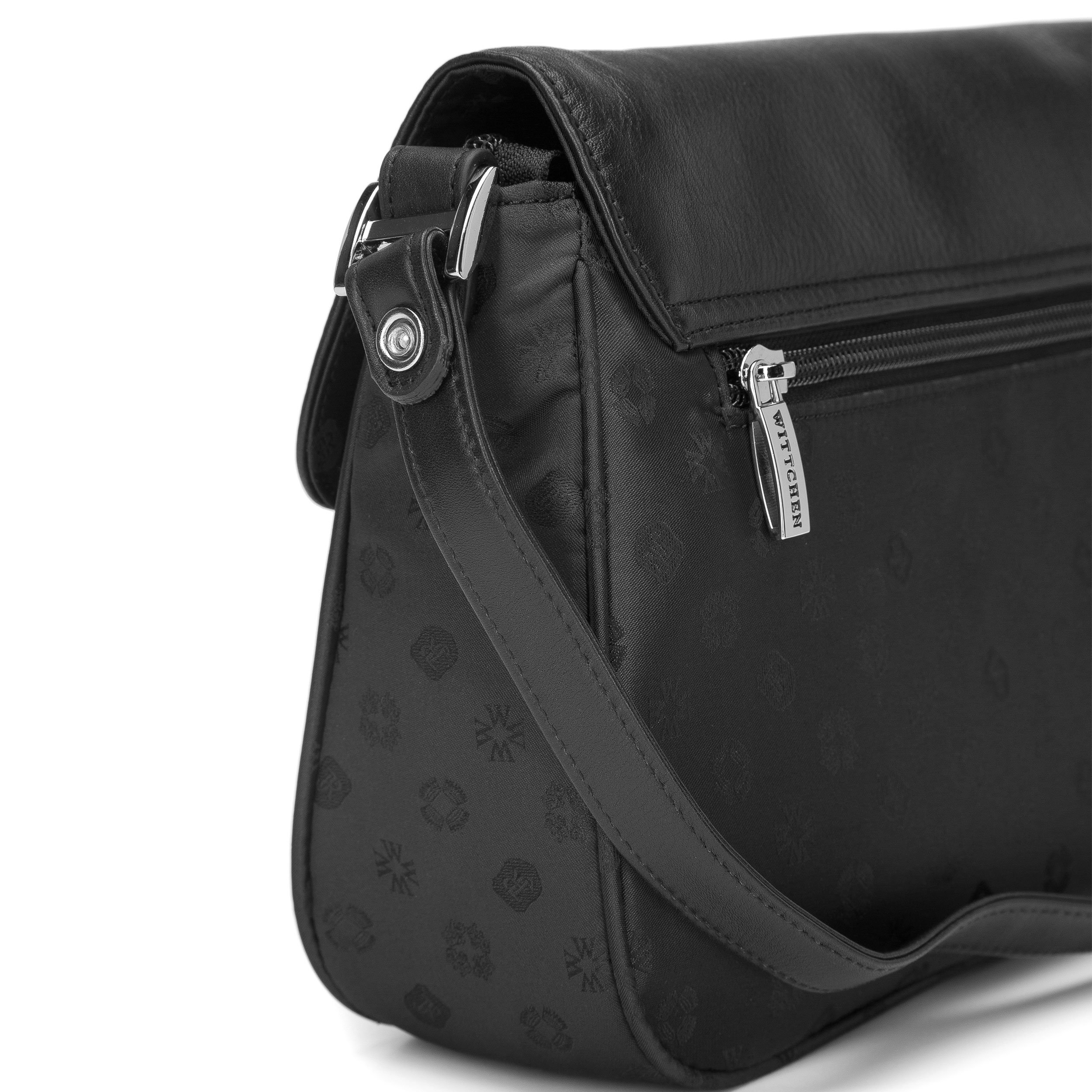 Kožená a žakárová crossbody kabelka Wittchen s monogramom 93-4-247-1