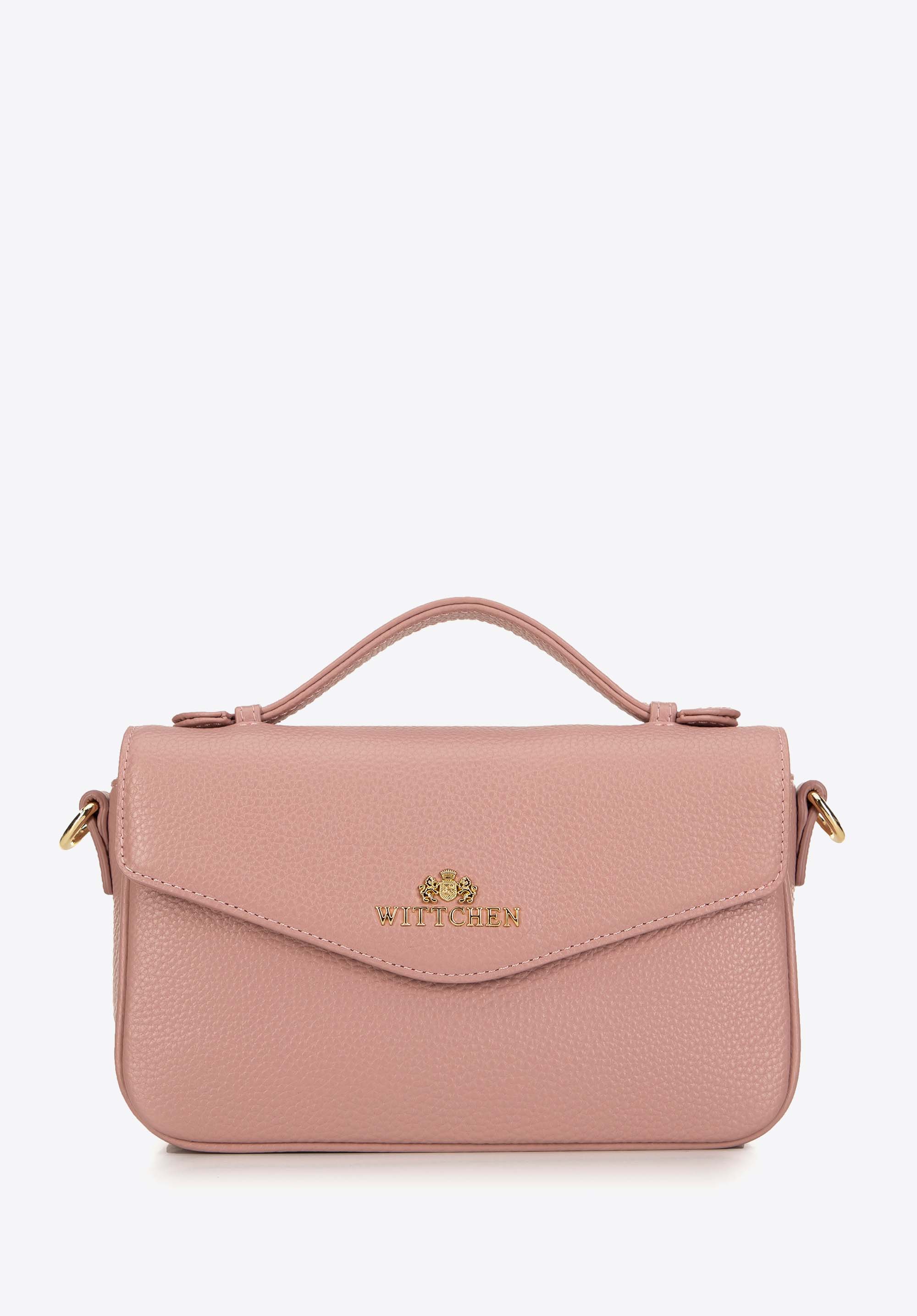 Women's pink pebbled leather crossbody bag