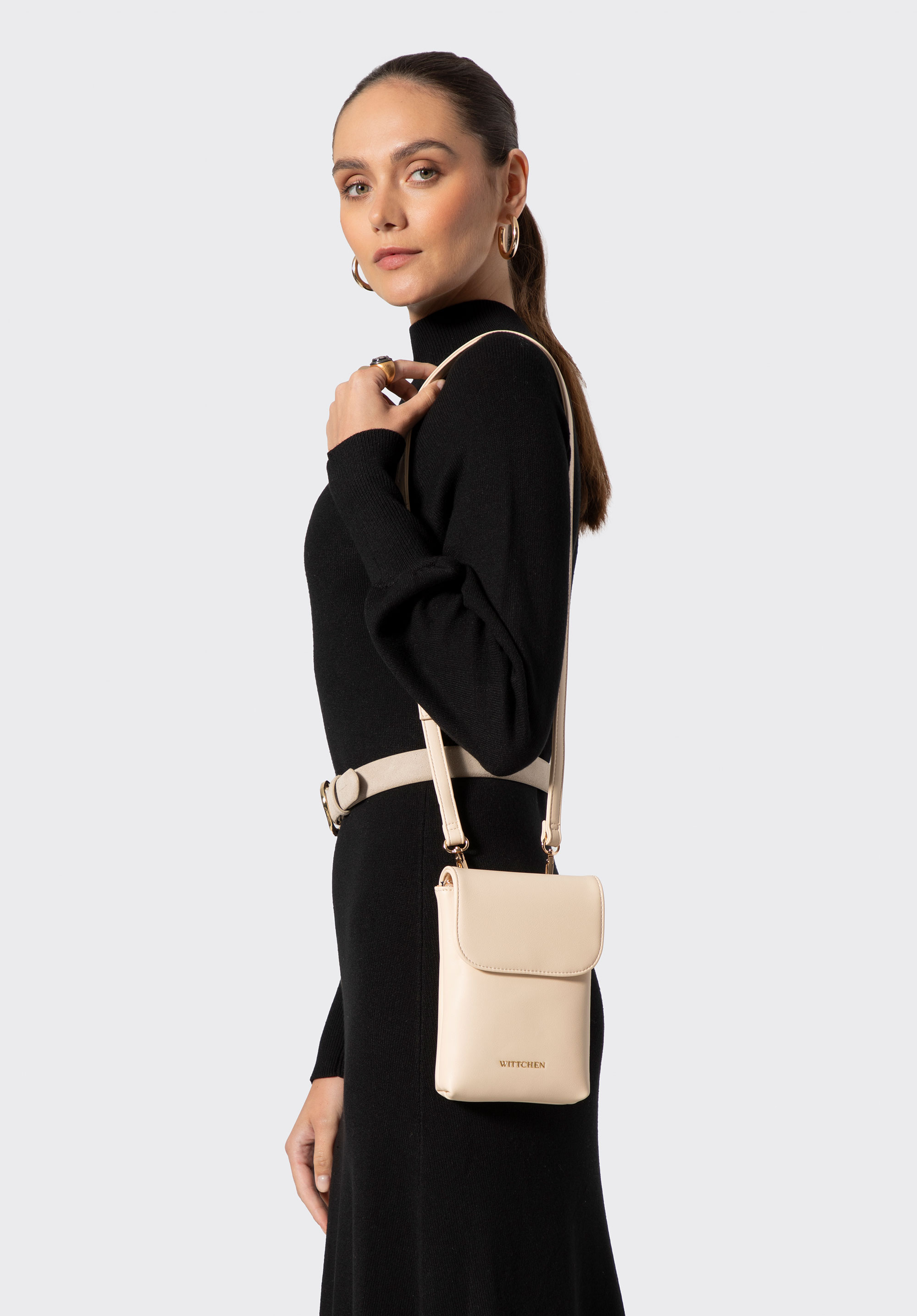 Women's mobile phone mini purse, cream, 102-2Y-907-0, Photo 1