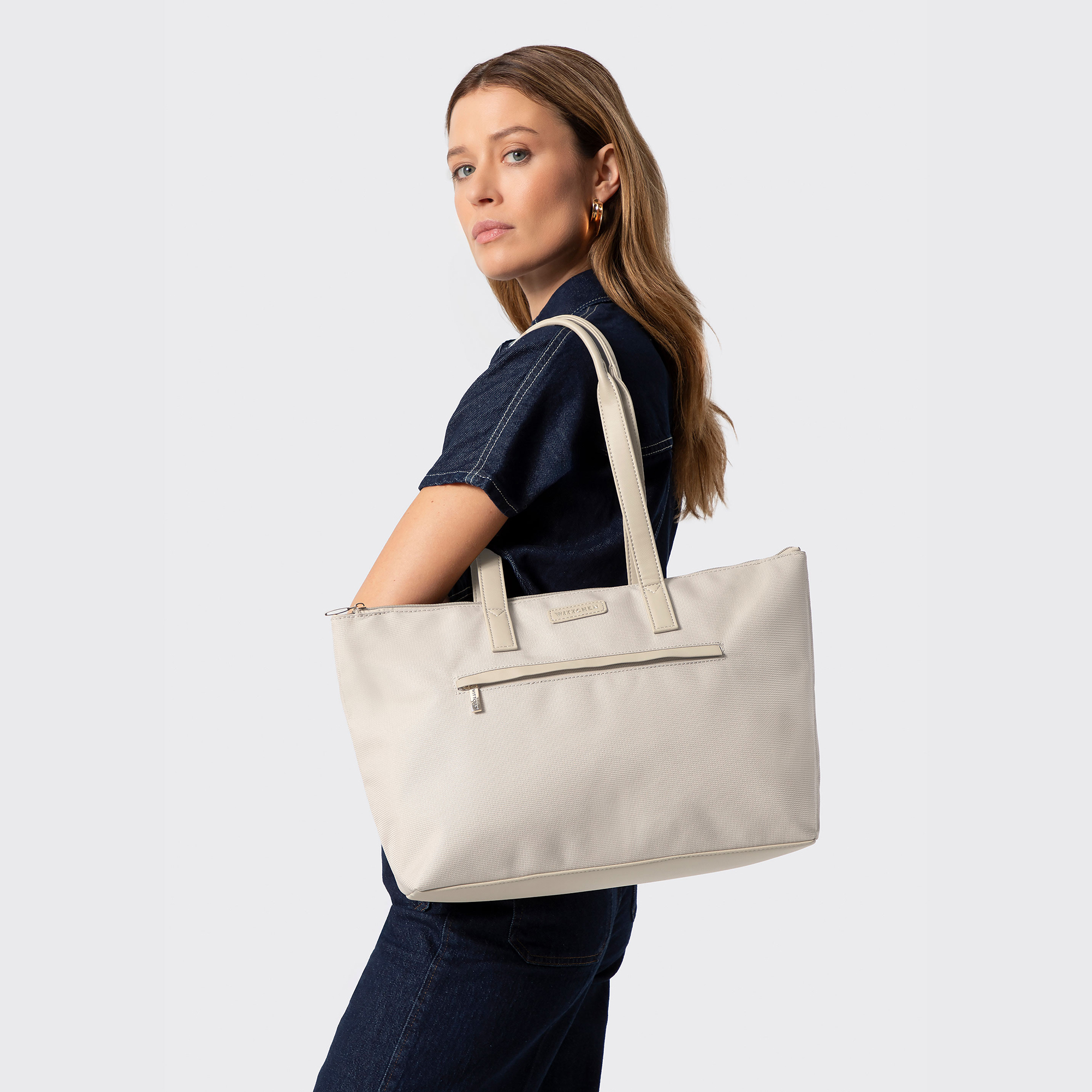 Dámska shopper kabelka z ekologickej kože krémová 102-4Y-400-0, Vyberte variant krémová