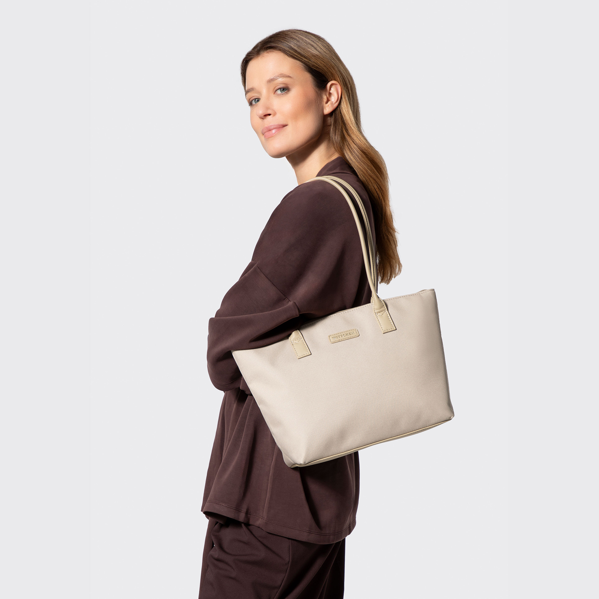 Dámska shopper kabelka z ekologickej kože krémová 102-4Y-401-0, Vyberte variant krémová
