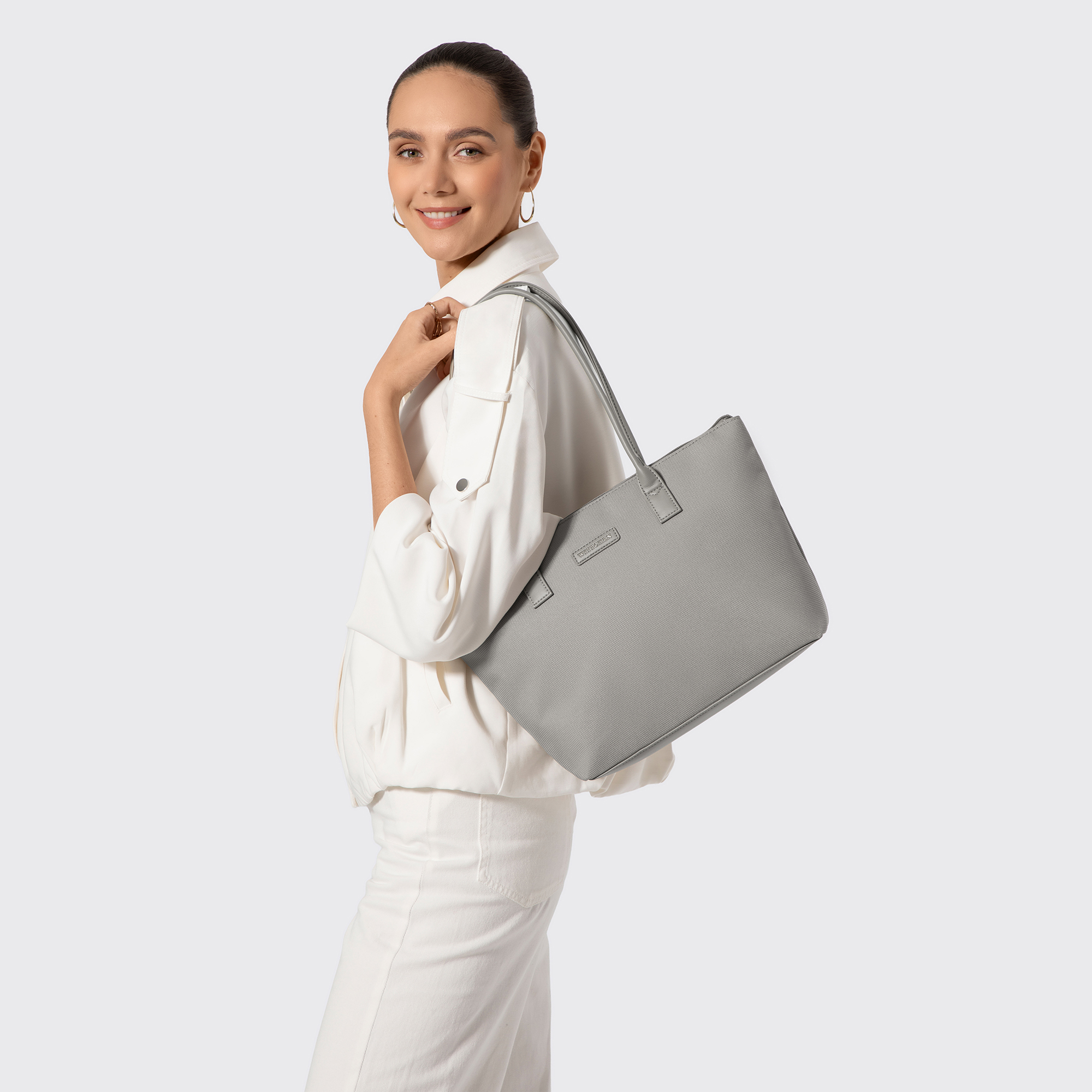 Dámska shopper kabelka z ekologickej kože sivá 102-4Y-401-8, Vyberte variant šedá