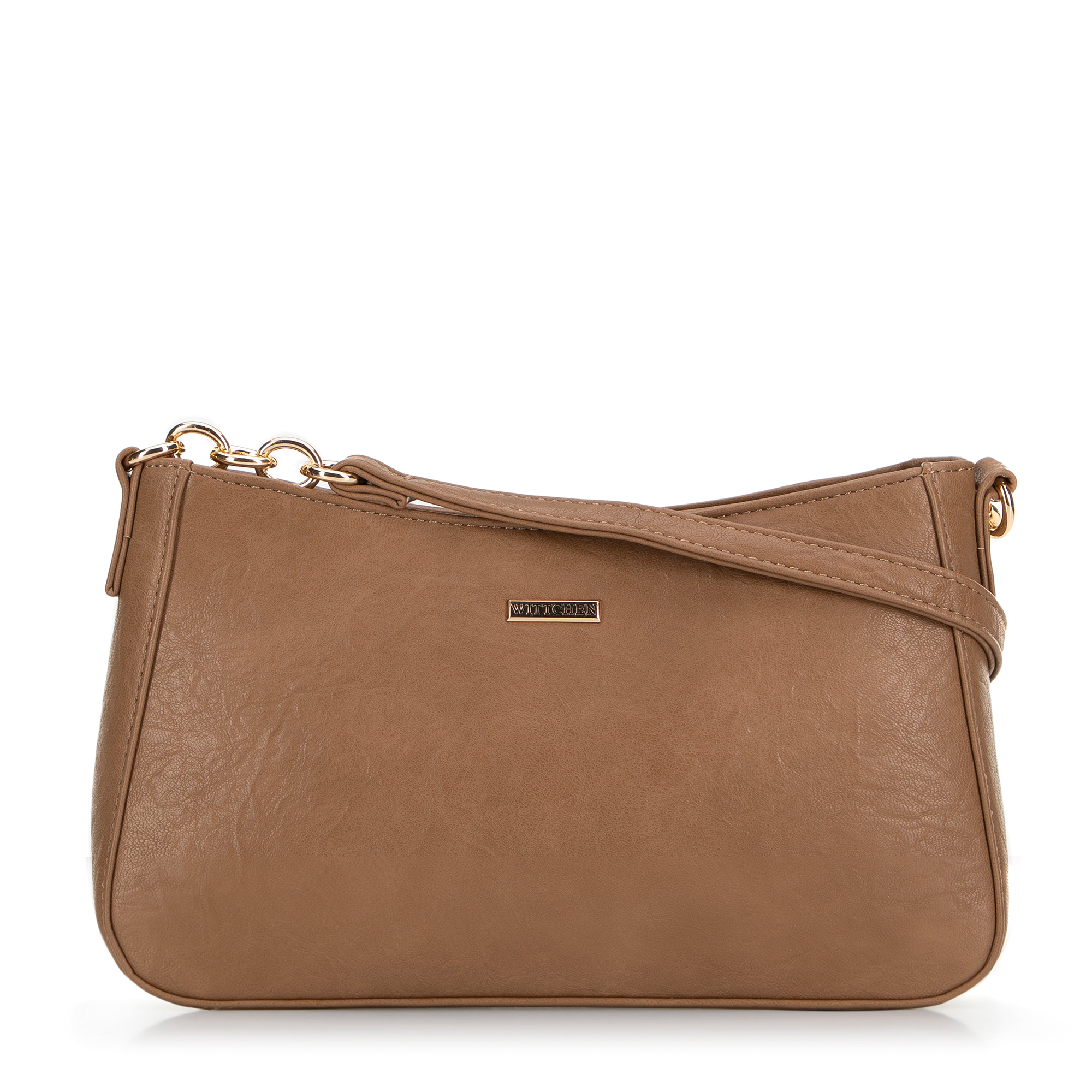 Dámska kabelka typu bagetka z ekokože tmavobéžová 99-4Y-629-9