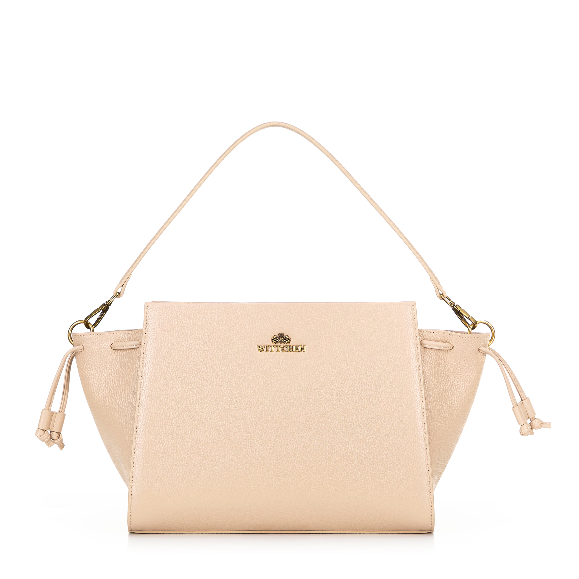 Kožená kabelka so šnúrkami béžový 100-4E-204-9