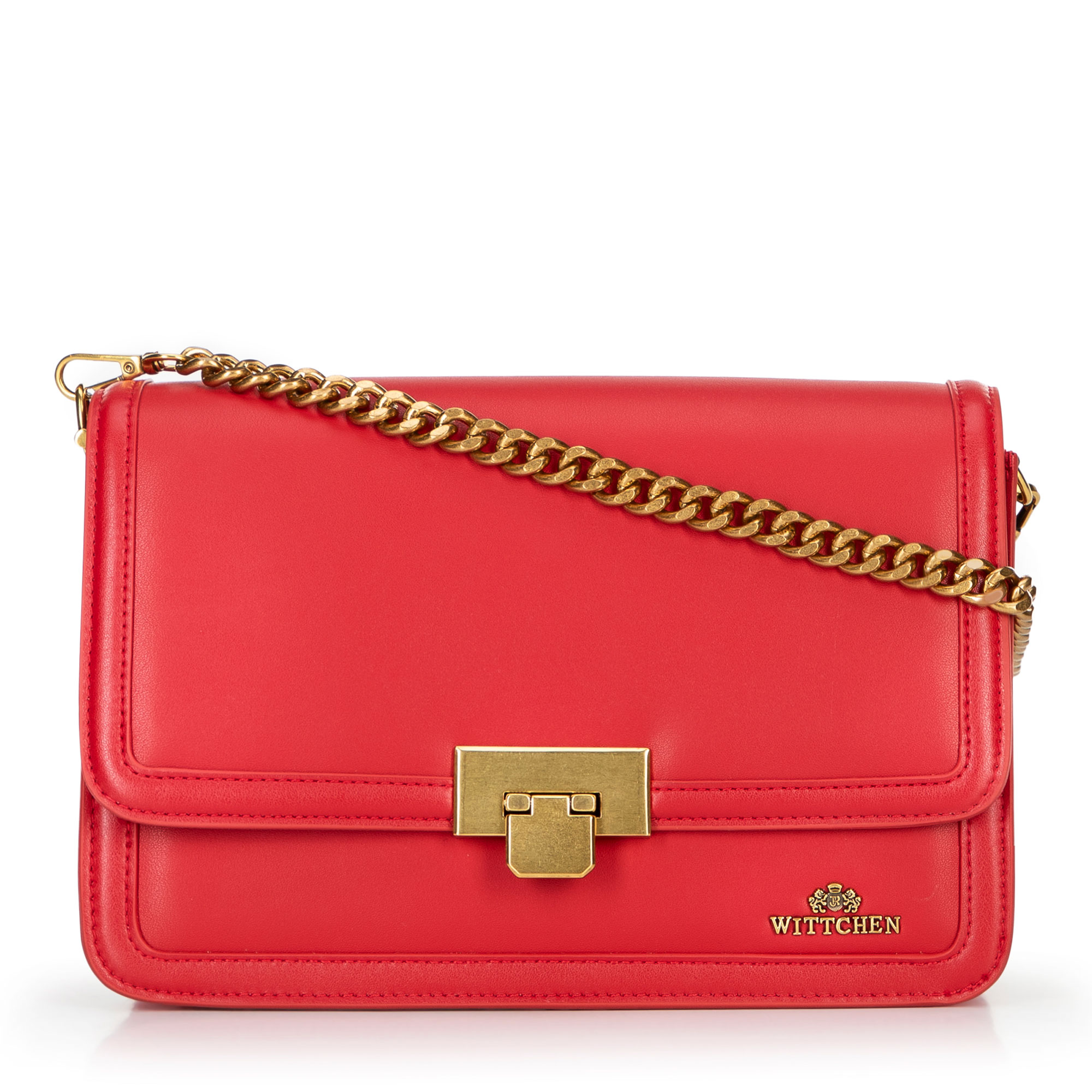 Kožená crossbody s odnímateľnou retiazkou, červená 100-4E-207-3