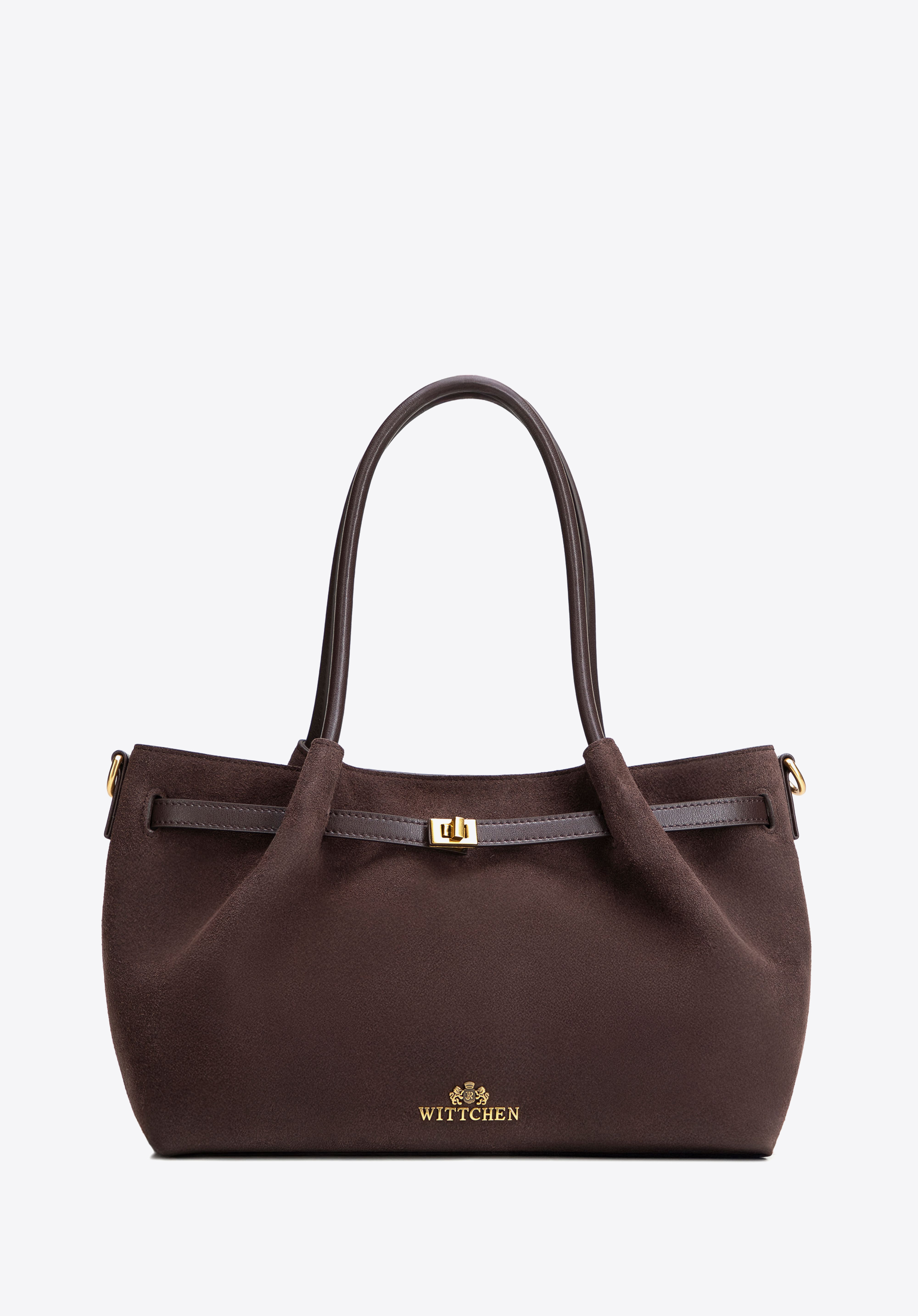 Women's suede tote bag, dark brown, 102-4E-608-4, Photo 1