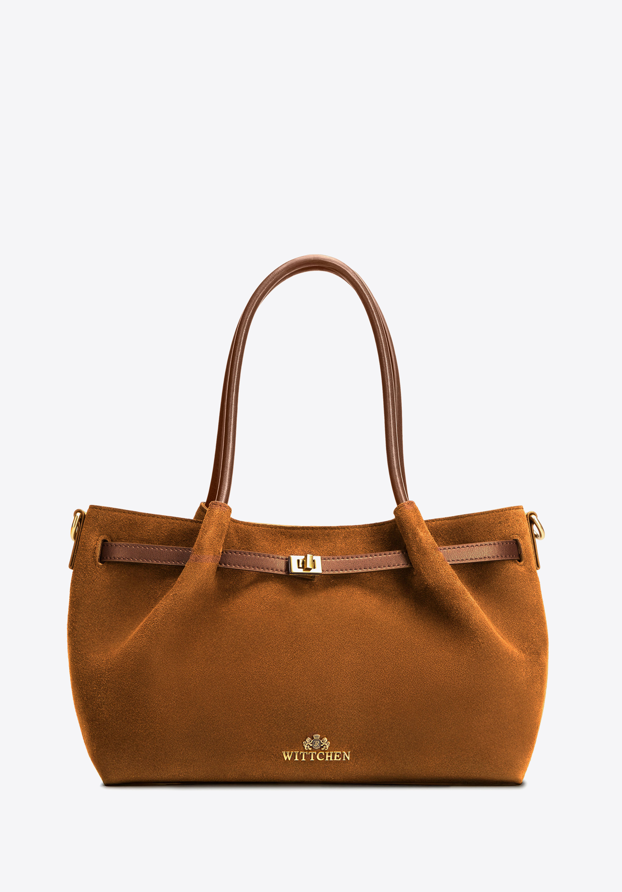 Women's suede tote bag, light brown, 102-4E-608-5, Photo 1
