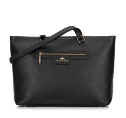 Classic leather shopper bag, black, 29-4E-009-1, Photo 1