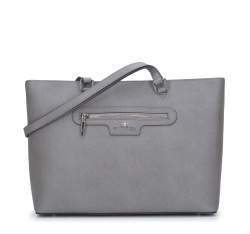 Classic leather shopper bag, grey, 29-4E-009-8, Photo 1