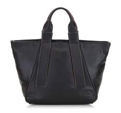 Women's leather tote bag, black, 91-4E-322-1, Photo 1