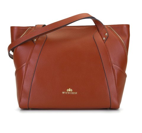 Шкіряна сумка-шоппер з декоративними застібками-блискавками 92-4E-646-5