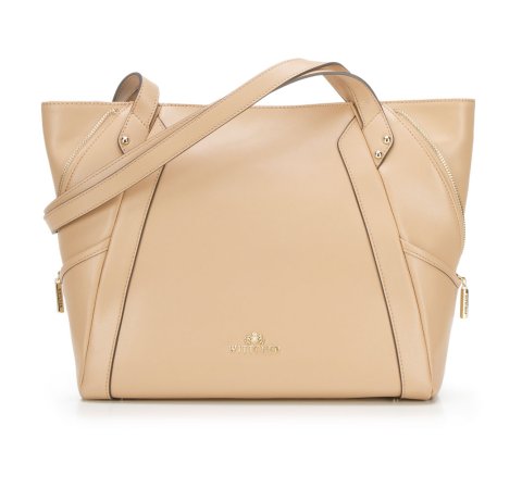 Шкіряна сумка-шоппер з декоративною застібкою-блискавкою 92-4E-646-90