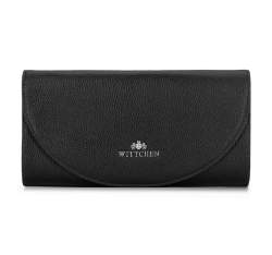 Minimalistic leather clutch bag, black-silver, 92-4E-659-1S, Photo 1