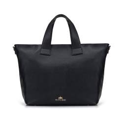 Leather tote bag, black, 95-4E-021-1, Photo 1