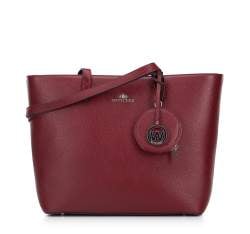 Leather shopper bag with a small pouch and a keyring, dar red, 95-4E-613-3, Photo 1