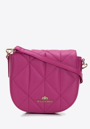 Damska torebka saddle bag z pikowanej skóry, różowy, 97-4E-012-P, Zdjęcie 1