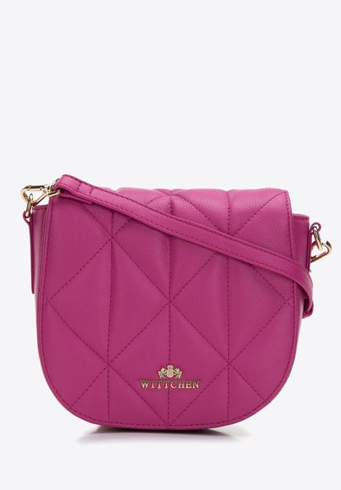 Women's quilted leather saddle bag, pink, 97-4E-012-P, Photo 1