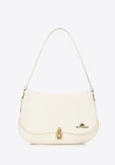 Women's leather handbag with rounded flap, cream, 98-4E-216-5, Photo 1