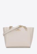 Small leather chain shopper bag, cream-gold, 98-4E-611-1S, Photo 1