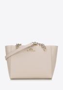 Small leather chain shopper bag, light beige, 98-4E-611-0S, Photo 1