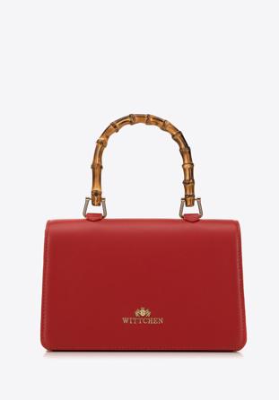 Leather mini tote bag with decorative handle, red, 98-4E-622-6, Photo 1