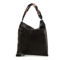Women's hobo bag with braided handle, black, 91-4E-320-1, Photo 1