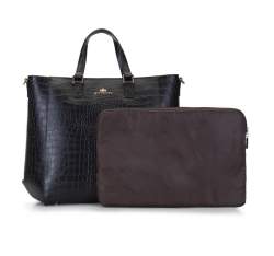 Damska torba z etui na netbooka, czarno-brązowy, 92-4E-645-1C, Zdjęcie 1
