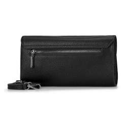 Minimalistic leather clutch bag, black-silver, 92-4E-659-1S, Photo 1