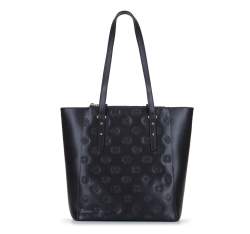 Leather monogram shopper bag, black, 92-4E-696-1, Photo 1